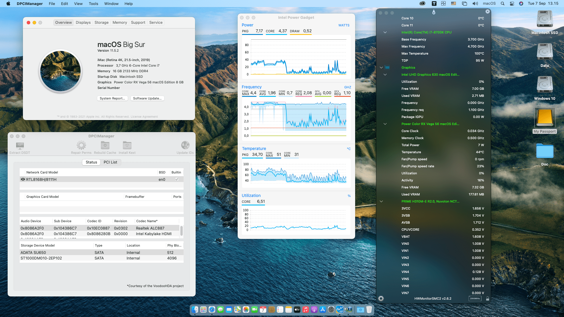 Success Hackintosh macOS Big Sur 11.5.2 Build 20G95 in Asus Prime H310M-E R2.0 + Intel Core i7 8700K + Power Color RX Vega 56